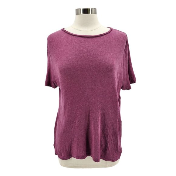 Scotch & Soda Maison Scotch Womens Medium Top Linen Short Sleeve Purple T-Shirt - Picture 8 of 8